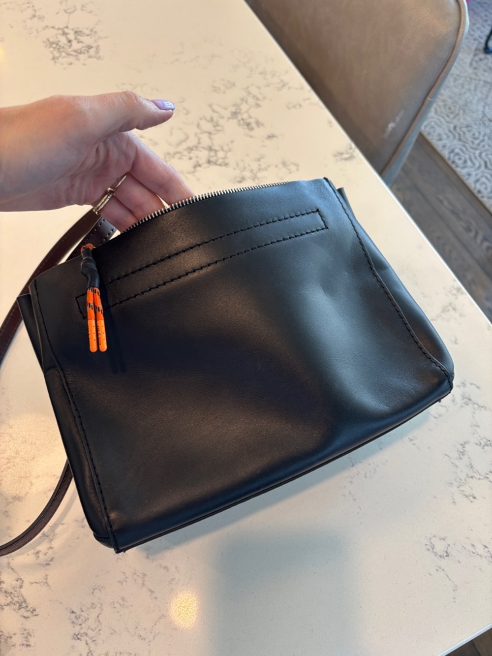 rag & bone Black Leather Crossbody with Brown Strap and Silver Hardware - Picture 4 of 9